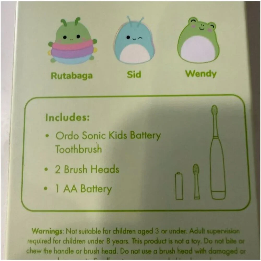 Ordo Sonic Kids Battery Toothbrush with Extra Brush Rutabaga Green NEW